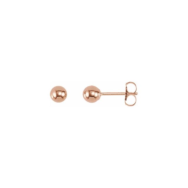 14K Rose 4 mm Ball Earrings 1