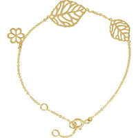 14K Yellow Gold Floral 6 1/2 -7 1/2" Bracelet