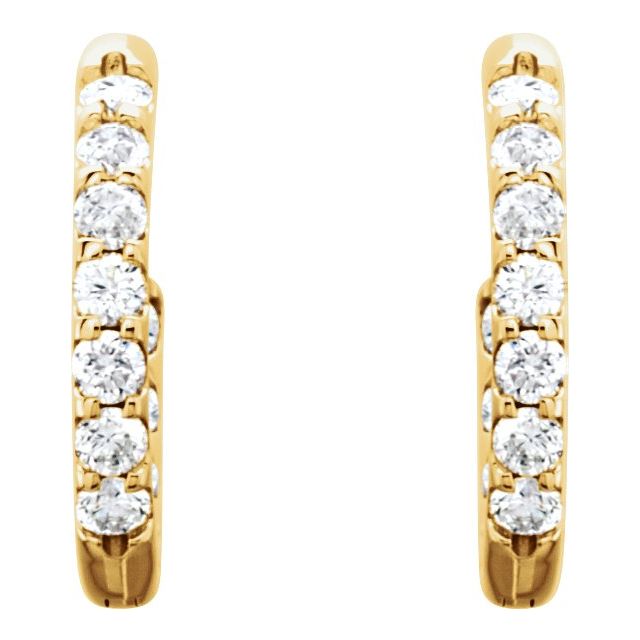 14K Yellow 1 1/8 CTW Diamond Inside-Outside Hinged 18.5 mm Hoop Earrings 2