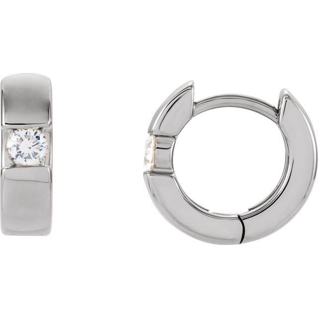 14K White 1/5 CTW Diamond Hinged Hoop Earrings 1