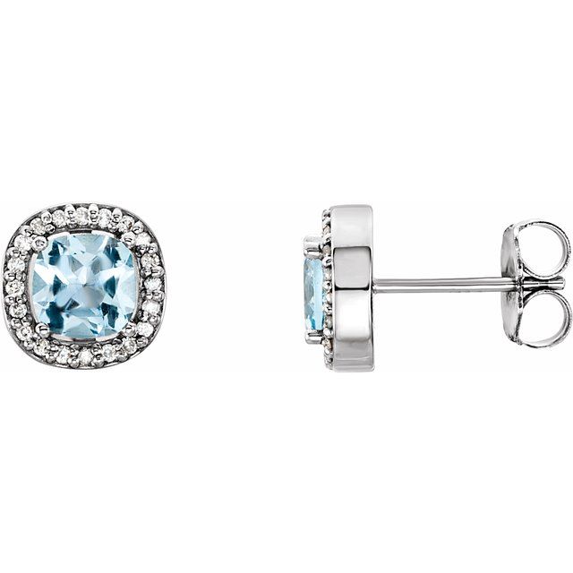 14K White Sky Blue Topaz & 1/10 CTW Diamond Earrings 1