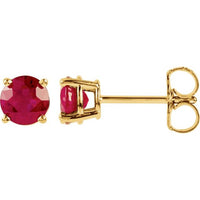 14K Yellow 5 mm Round Lab-Created Ruby Earrings