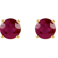 14K Yellow 5 mm Round Lab-Created Ruby Earrings