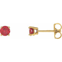14K Yellow 4 mm Round Lab-Created Ruby Earrings