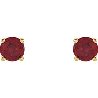14K Yellow 4 mm Round Lab-Created Ruby Earrings