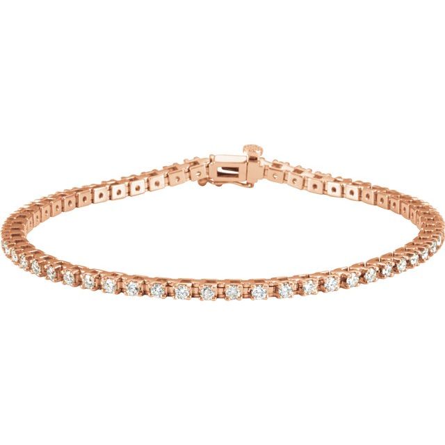 14K Rose 2 1/4 CTW Diamond Line 7 1/4" Bracelet 1