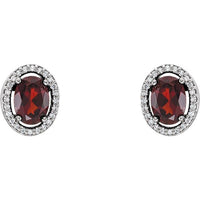 14K White Mozambique Garnet & 1/8 CTW Diamond Earrings 2