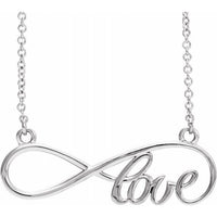 14K White 27.5x8.4 mm Infinity-Inspired Love 17" Necklace 1
