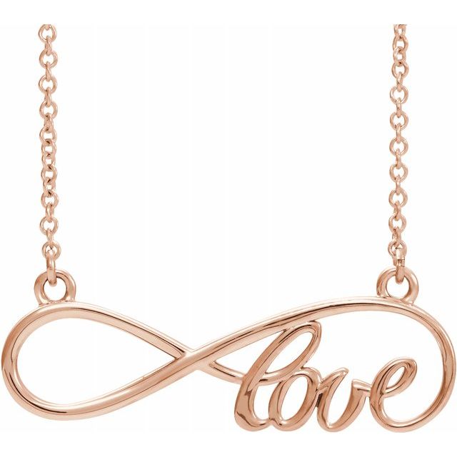 14K Rose 27.5x8.4 mm Infinity-Inspired Love 17" Necklace 1