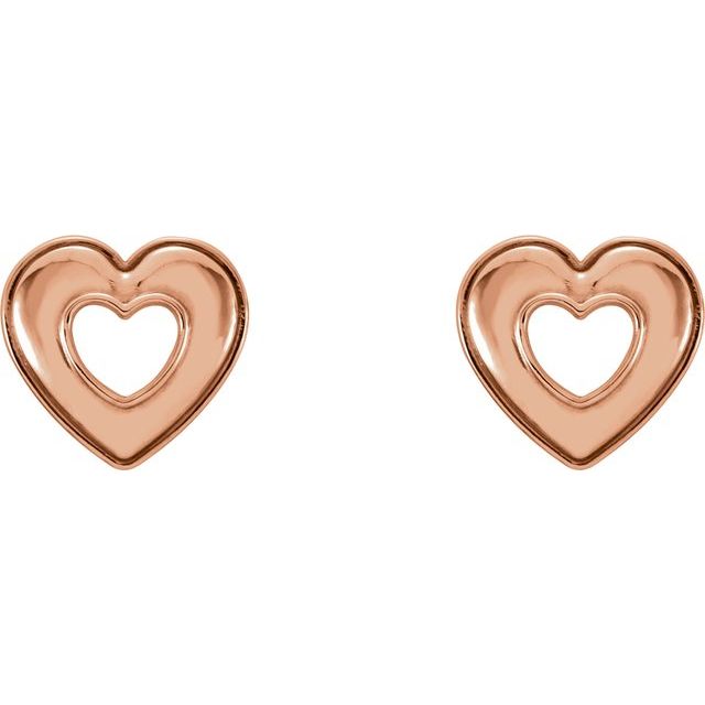 14K Rose Heart Earrings 4