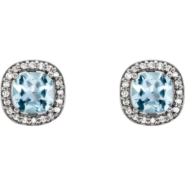 14K White Sky Blue Topaz & 1/10 CTW Diamond Earrings 2