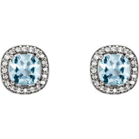 14K White Sky Blue Topaz & 1/10 CTW Diamond Earrings 2