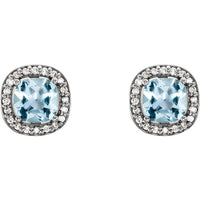 14K White Sky Blue Topaz & 1/10 CTW Diamond Earrings 2