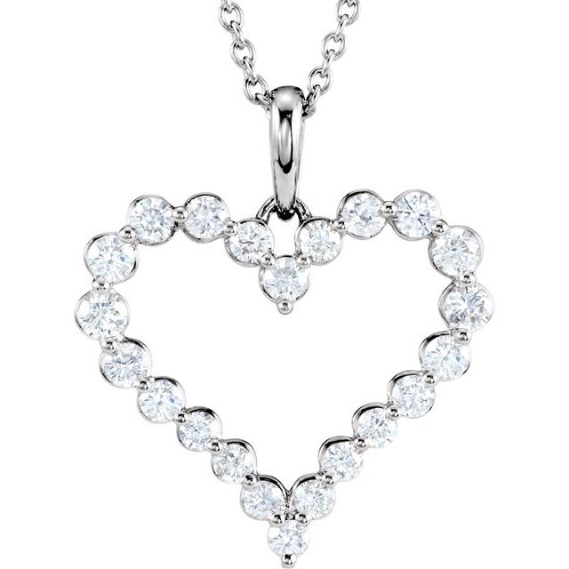 14K White 1 CTW Diamond Heart 18" Necklace 1