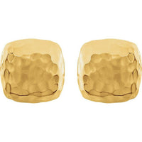14K Yellow Hammered Square Earrings 2