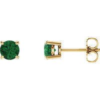 14K Yellow 5 mm Round Lab-Created Emerald Earrings