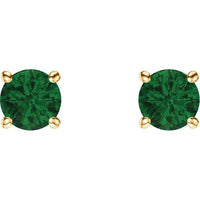 14K Yellow 5 mm Round Lab-Created Emerald Earrings