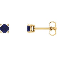 14K Yellow 4 mm Round Lab-Created Blue Sapphire Earrings