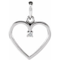 14K White .025 CTW Diamond Heart Pendant 1