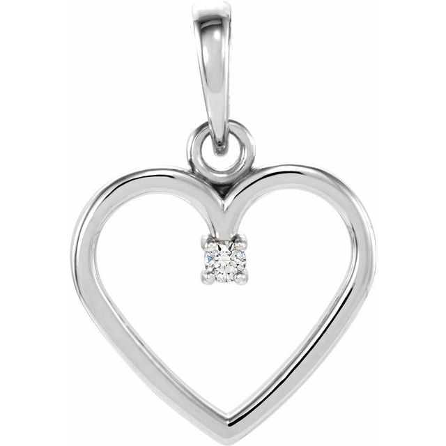 Sterling Silver .02 CTW Diamond Heart Pendant 1