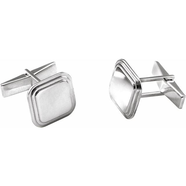 Smart Line Engravable Square Cuff Links - TreasureFineJeweler