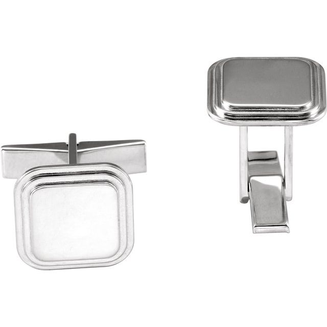 Smart Line Engravable Square Cuff Links - TreasureFineJeweler