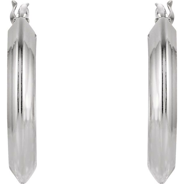 Sterling Silver 24 mm Round Knife Edge Tube Style Hoop Earrings 2
