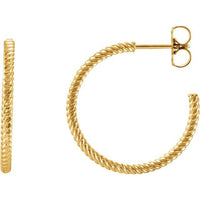 14K Yellow 21 mm Rope Hoop Earrings 2