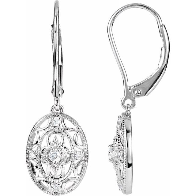 Sterling Silver 1/10 CTW Diamond Lever Back Earrings 1