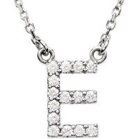 14K White Gold 1/8 CTW Natural Diamond Initial E 16" Necklace