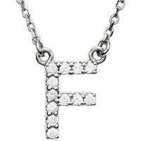 14K White Gold 1/8 CTW Natural Diamond Initial F 16" Necklace