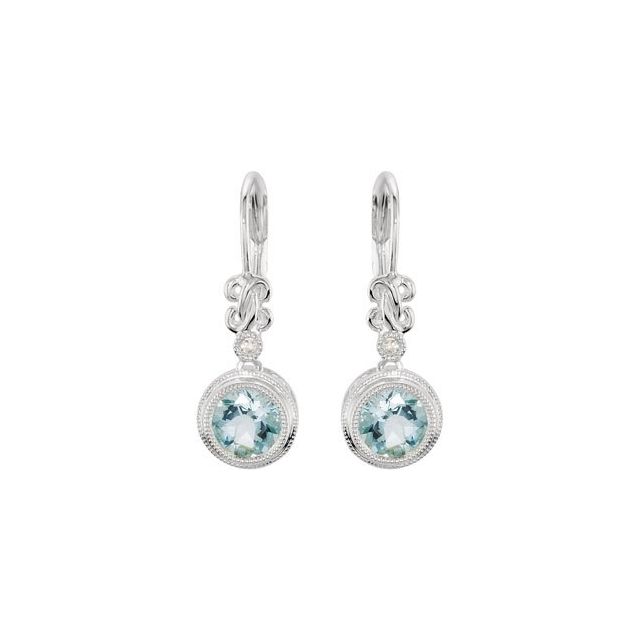 Sterling Silver Aquamarine & .02 CTW Diamond Earrings 1