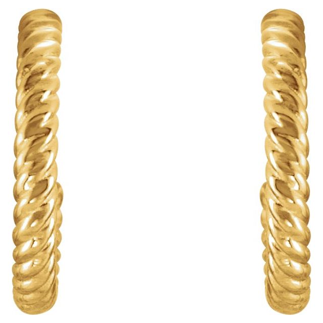 14K Yellow 12 mm Rope Hoop Earrings 3