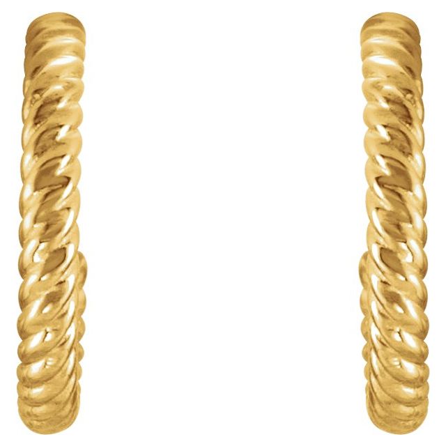 14K Yellow 12 mm Rope Hoop Earrings 3