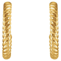 14K Yellow 12 mm Rope Hoop Earrings 3