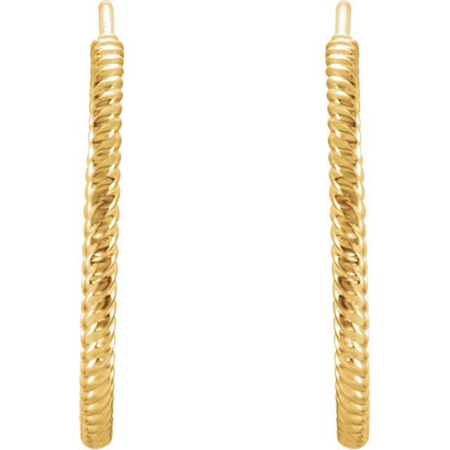 14K Yellow 21 mm Rope Hoop Earrings 3