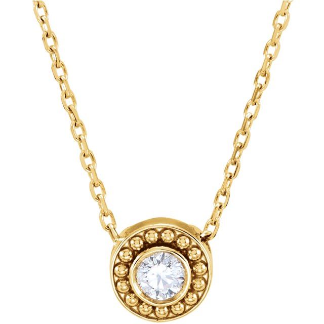 14K Yellow 1/10 CTW Diamond Beaded Slide 16" Necklace 3