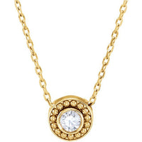 14K Yellow 1/10 CTW Diamond Beaded Slide 16" Necklace 3