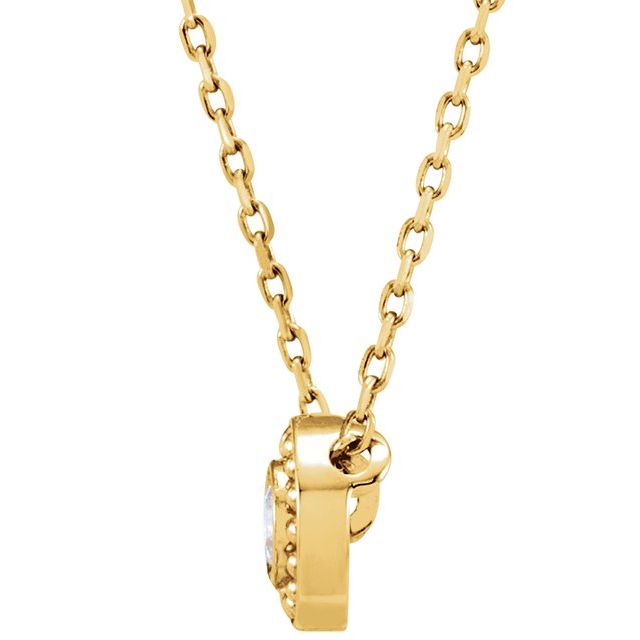 14K Yellow 1/10 CTW Diamond Beaded Slide 16" Necklace 2