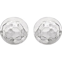 14K White Hammered Disk Earrings 4