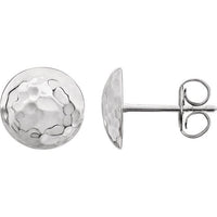 14K White Hammered Disk Earrings 3