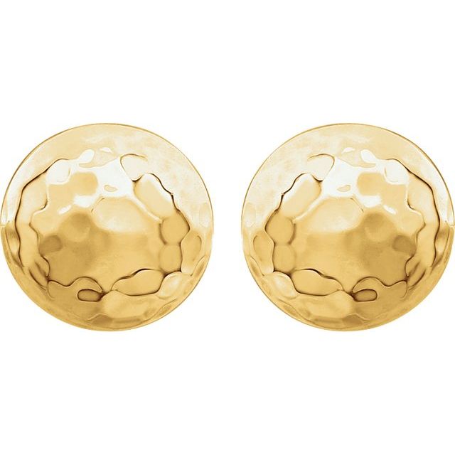 14K Yellow Hammered Disk Earrings 4