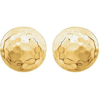14K Yellow Hammered Disk Earrings 4