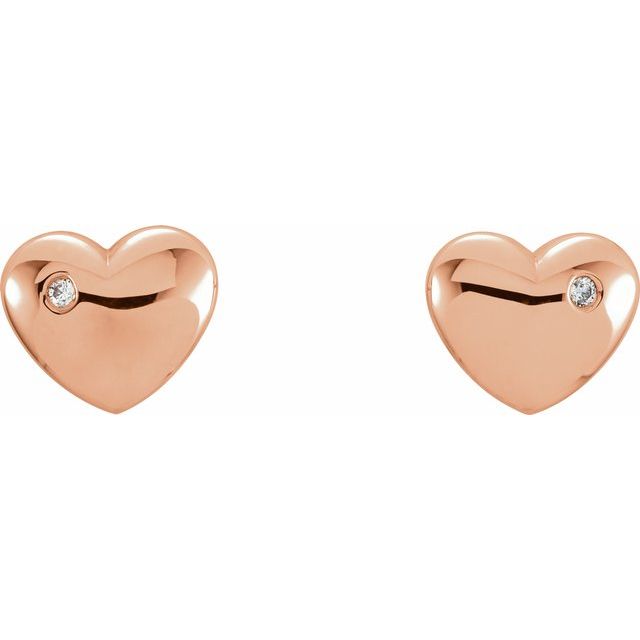 14K Rose .02 CTW Diamond Heart Earrings 2