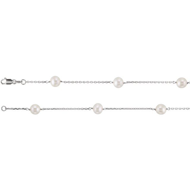 14K White Pearl Station 18" Necklace 1
