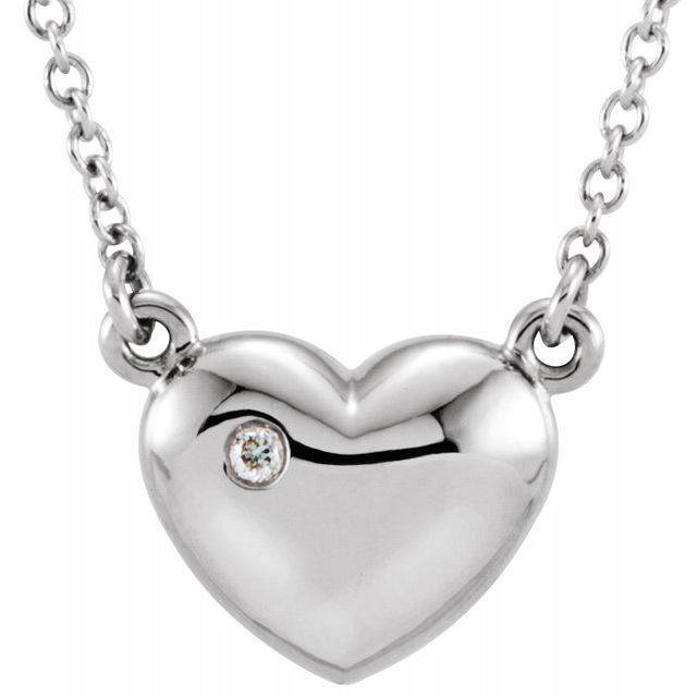 14K White .01 CTW Diamond Heart 16.5" Necklace 1