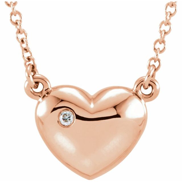 14K Rose .01 CTW Diamond Heart 16.5" Necklace 1