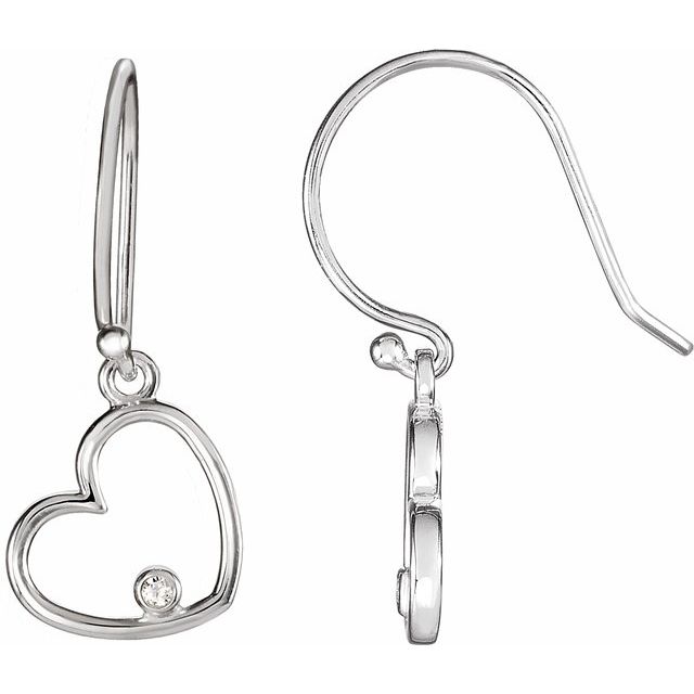 14K White .03 CTW Diamond Heart Earrings 1
