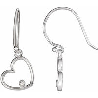 14K White .03 CTW Diamond Heart Earrings 1