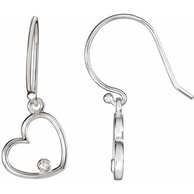 Sterling Silver .03 CTW Diamond Heart Earrings 1